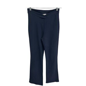 Joules Navy Crossover Waist Stretch Flared Pants Size M Athleisure Quiet Luxury
